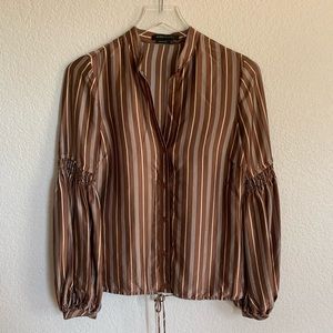BCBGMaxAzria Silk Striped Top, size XS